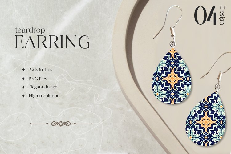 Pattern Teardrop Earring Sublimation Design