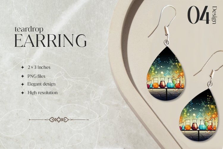 Chemistry Teardrop Earring Sublimation Design