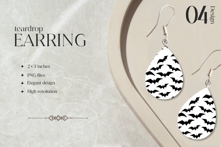 Bat Teardrop Earring Sublimation Design