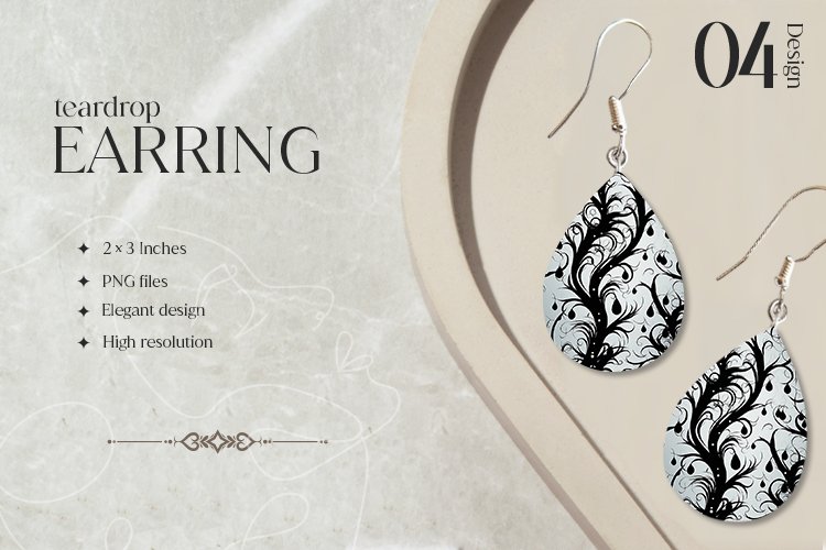 Distressed Gothic Teardrop Earring Sublimation Design