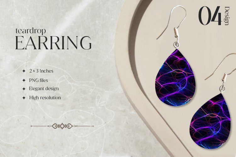 Neon Teardrop Earring Sublimation Design