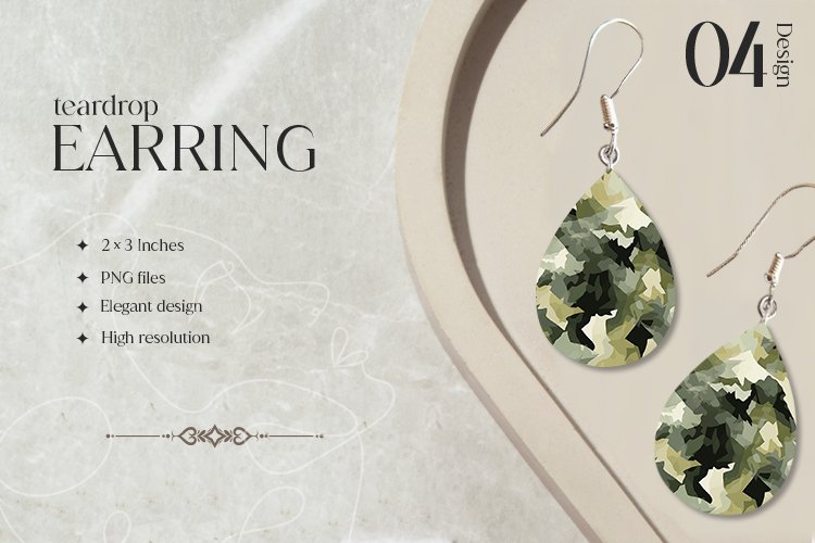 Camouflage Teardrop Earring Sublimation Design