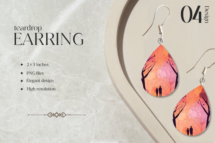 Sunset Teardrop Earring Sublimation Design