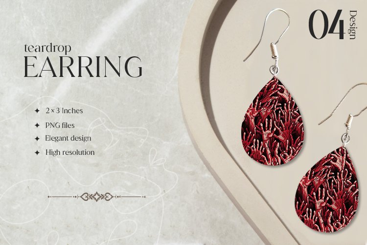 Scary Hand Teardrop Earring Sublimation Design