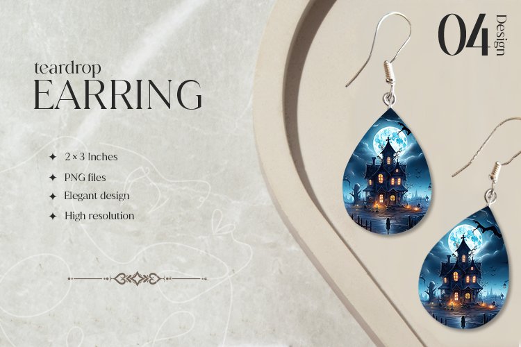 Scary House Earring Sublimation Design