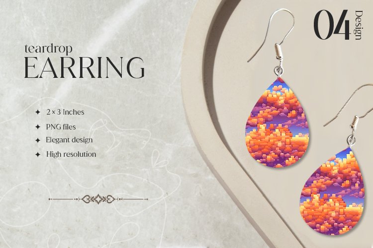 Sunset Skies Teardrop Earring Sublimation Design