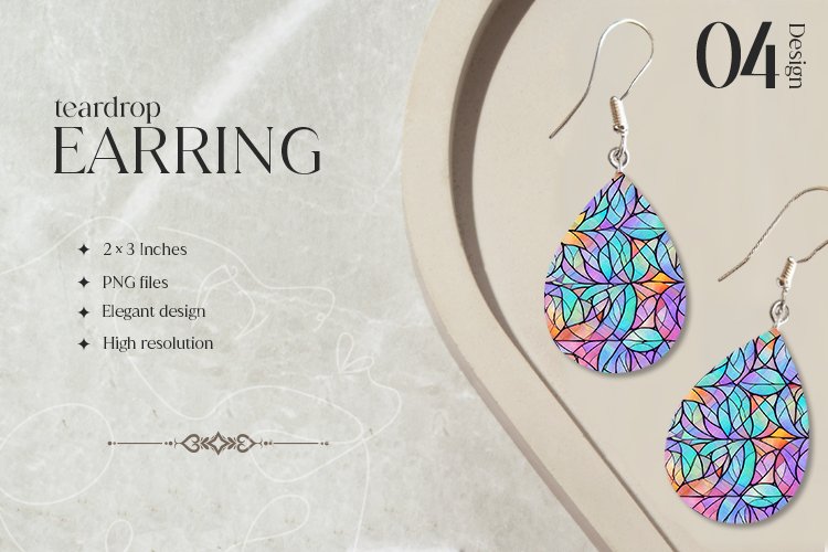 Pastel Stained Teardrop Earring Sublimation Design