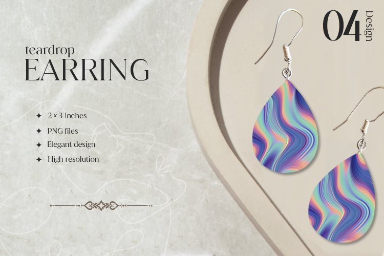 Holographic Teardrop Earring Sublimation Design