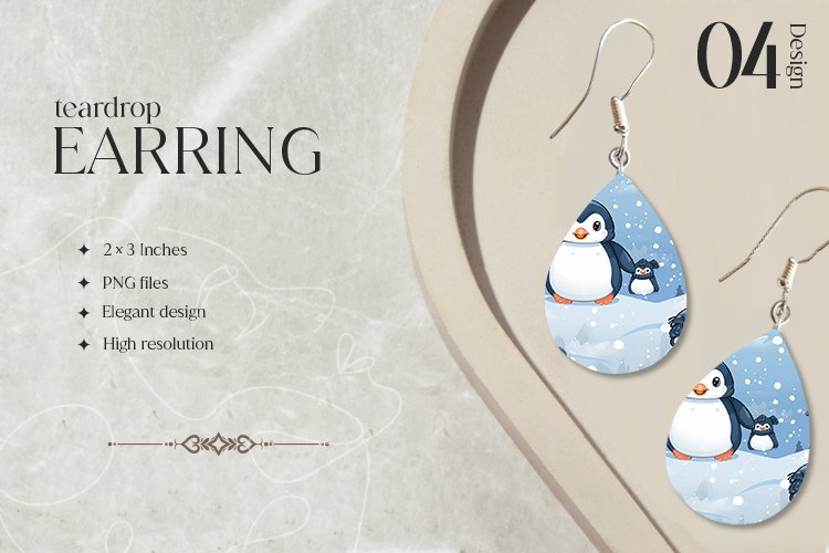 Hello Winter Teardrop Earring Sublimation Design