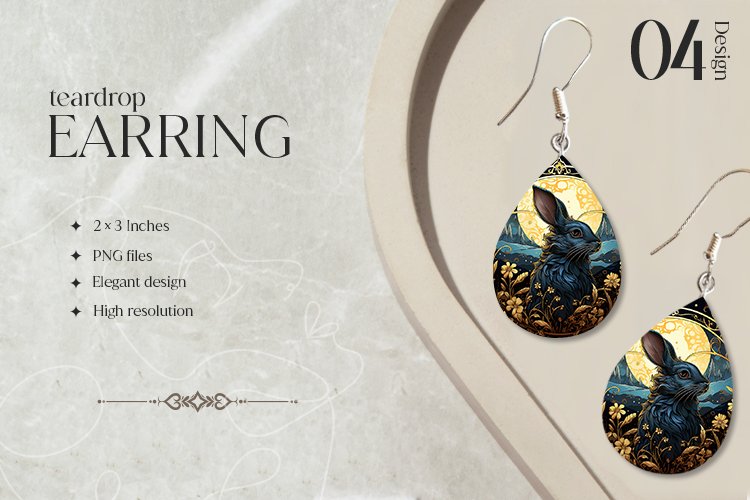 Animal Glass Teardrop Earring Sublimation Design t