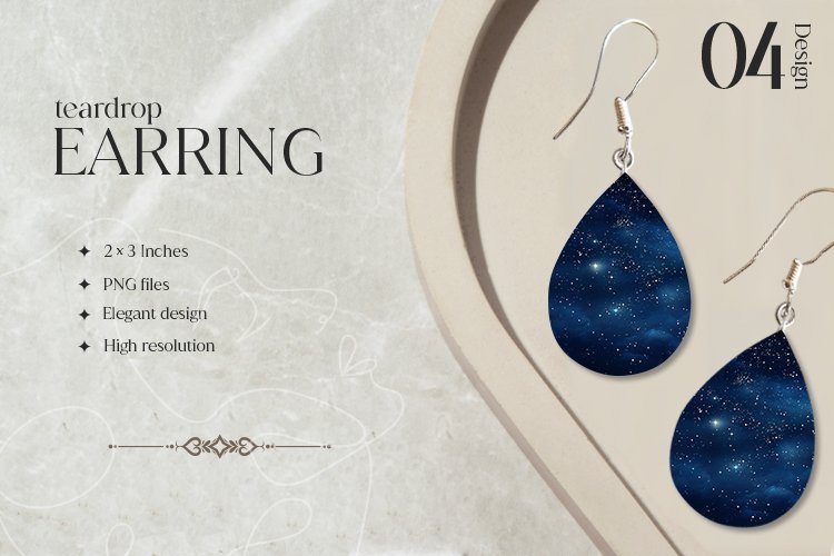 Starry Night Teardrop Earring Sublimation Design