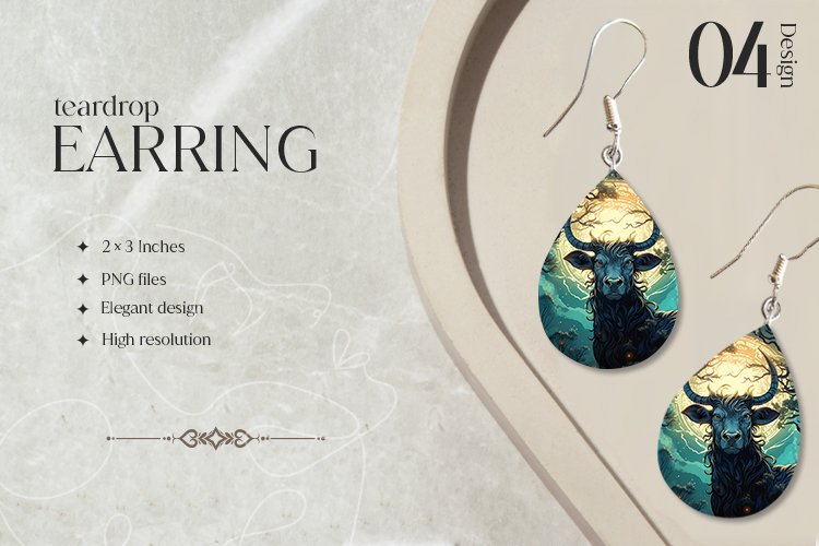 Animal Glass Teardrop Earring Sublimation Design t