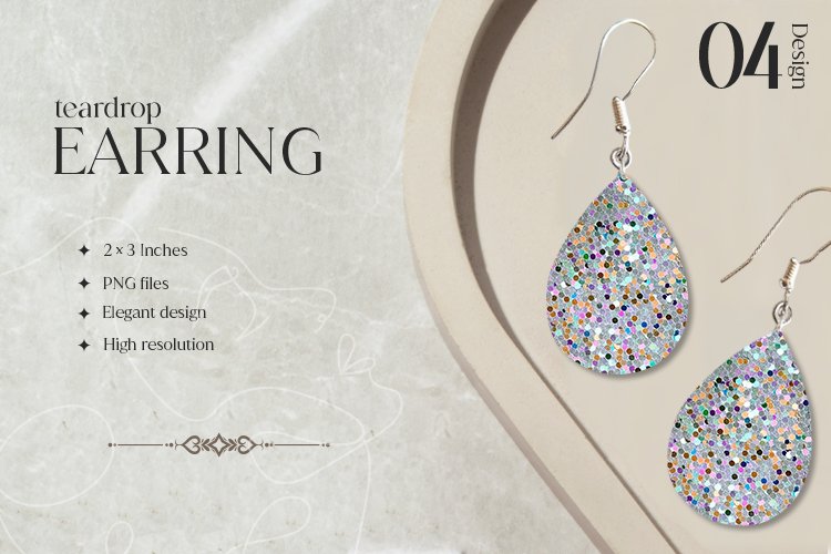 Confetti Glitter Teardrop Earring Sublimation Design