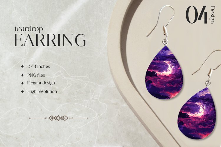 Darkness Teardrop Earring Sublimation Design