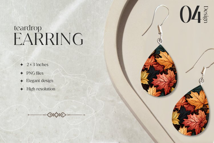 Autumn Teardrop Earring Sublimation Design