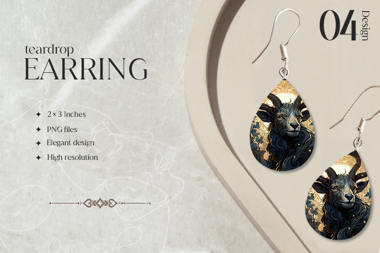 Animal Glass Teardrop Earring Sublimation Design t
