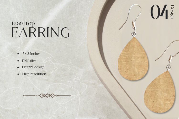 Burlap Teardrop Earring Sublimation Design