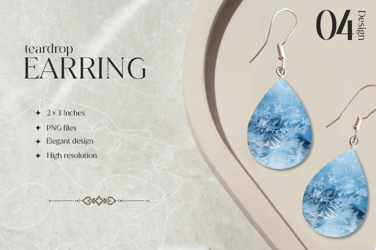Ice Teardrop Earring Sublimation Design