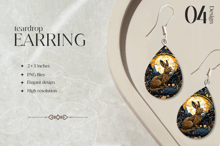 Animal Glass Teardrop Earring Sublimation Design t