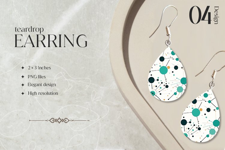 Abstract Teardrop Earring Sublimation Design