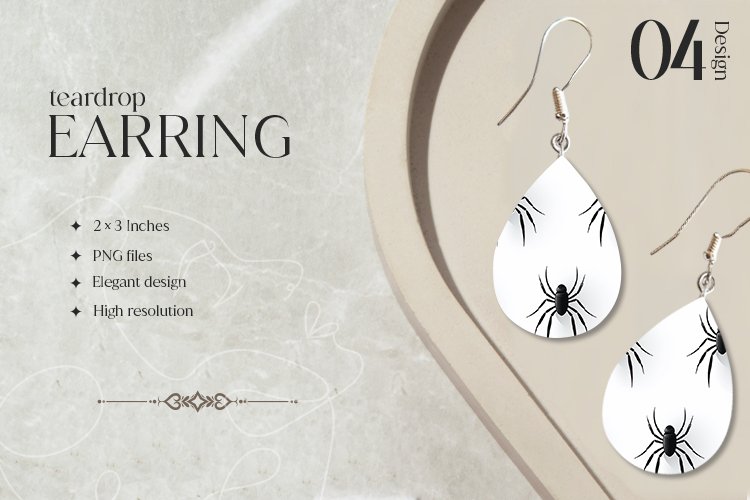 Minimal Spider Teardrop Earring Sublimation Design