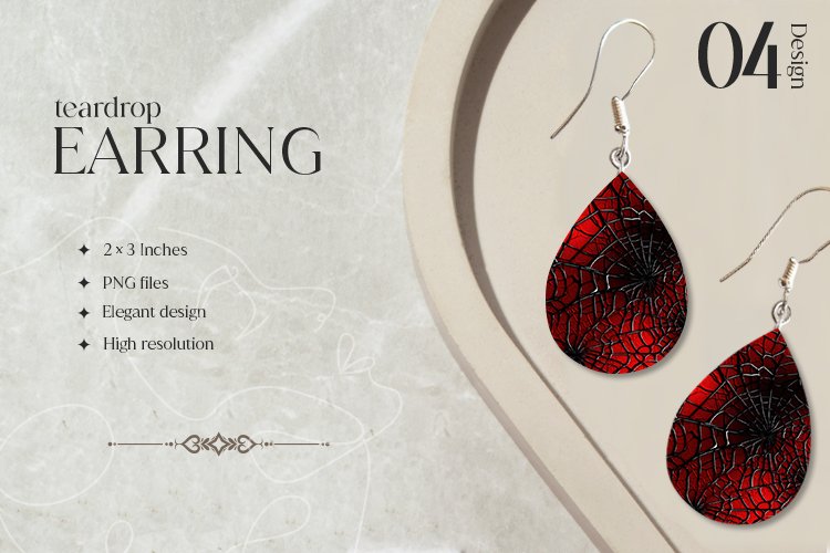 Scary Web Teardrop Earring Sublimation Design