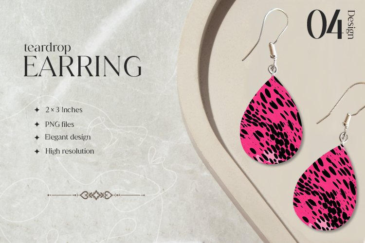 Pink Glam Teardrop Earring Sublimation Design