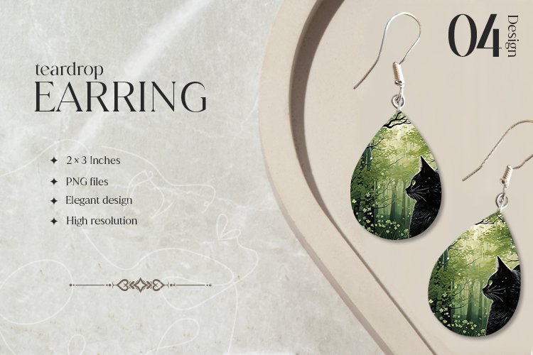 Green forest Teardrop Earring Sublimation Design