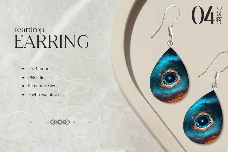 Cosmic galaxy Teardrop Earring Sublimation Design