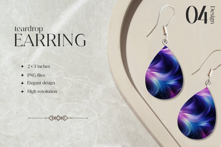 Cosmic Gradient Teardrop Earring Sublimation Design