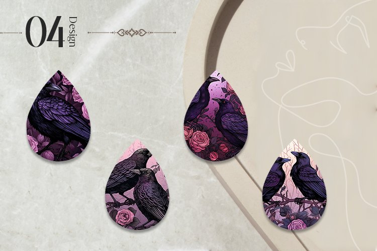 Scary Crows Teardrop Earring Sublimation Design