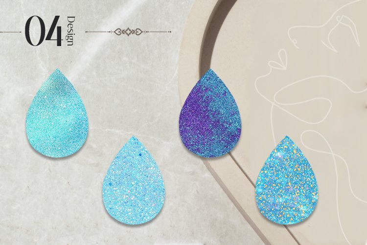 Purple Glitter Teardrop Earring Sublimation Design