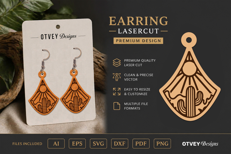 Earring Tropical Paradise SVG | Beach Sunset Laser Cut