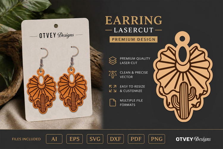 Earring Tropical Paradise SVG | Beach Sunset Laser Cut