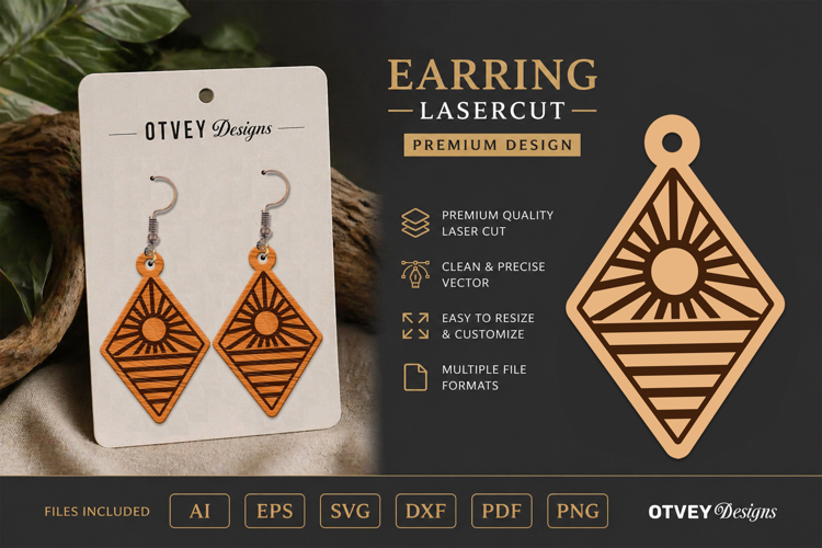 Earring Tropical Paradise SVG | Beach Sunset Laser Cut