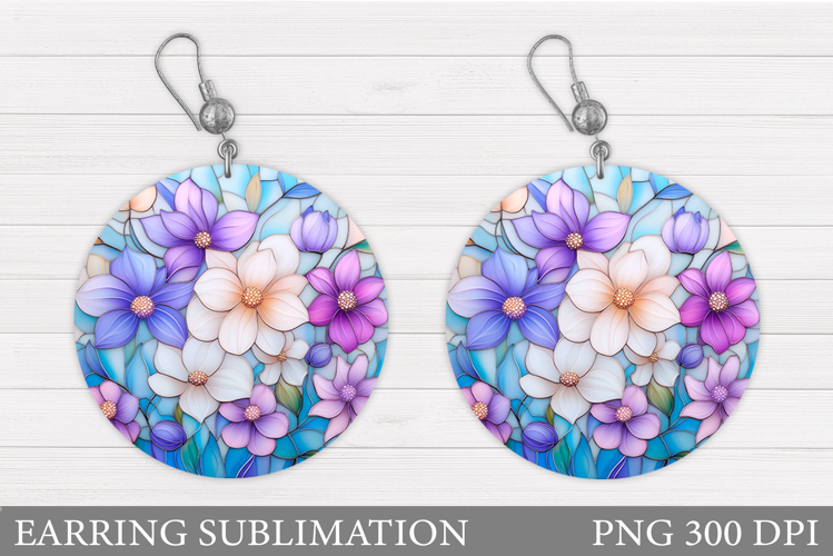 Flowers Earring Sublimation. Flowers Round Earring