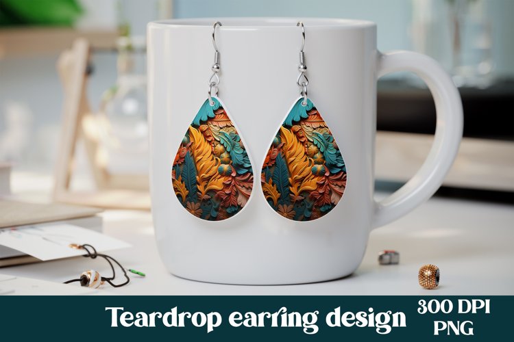 Leather flower teardrop earring sublimation