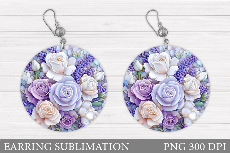Roses Round Earring Design. Roses Earring Sublimation