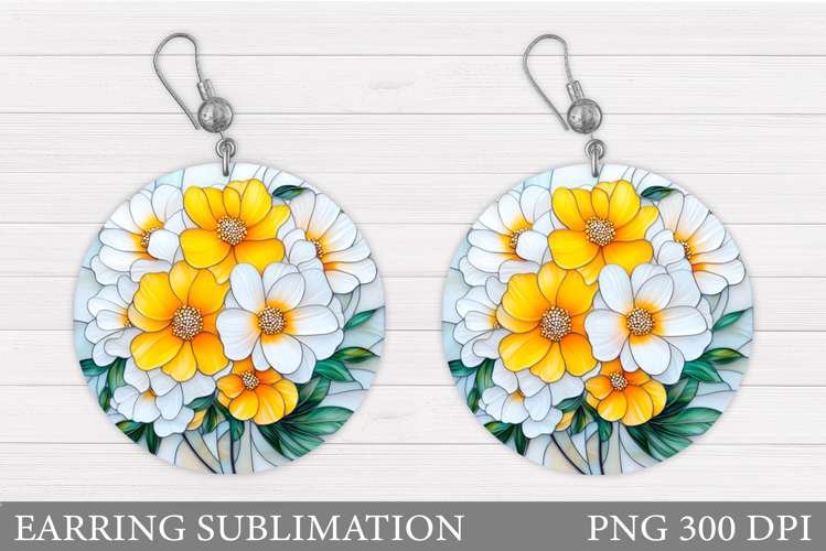 Flowers Round Earring. Wildflowers Earring Sublimation
