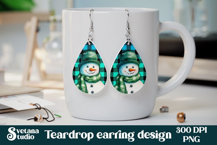 Christmas snowman teardrop earring