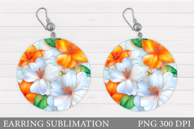 Flowers Earring Sublimation. Flowers Round Earring