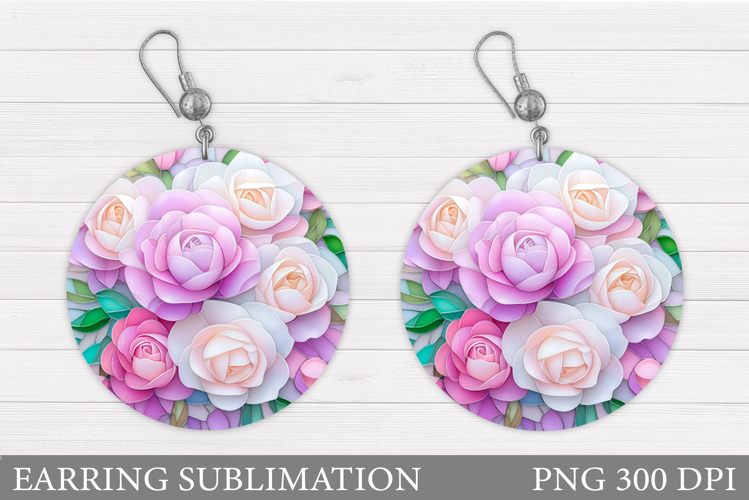Roses Round Earring Design. Roses Earring Sublimation