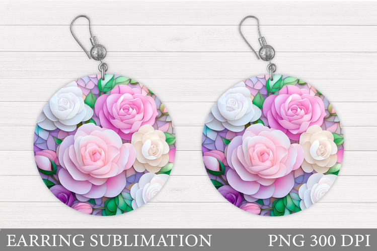Roses Round Earring Design. Roses Earring Sublimation