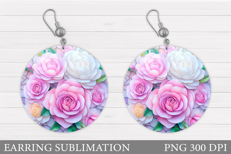 Roses Round Earring Design. Roses Earring Sublimation
