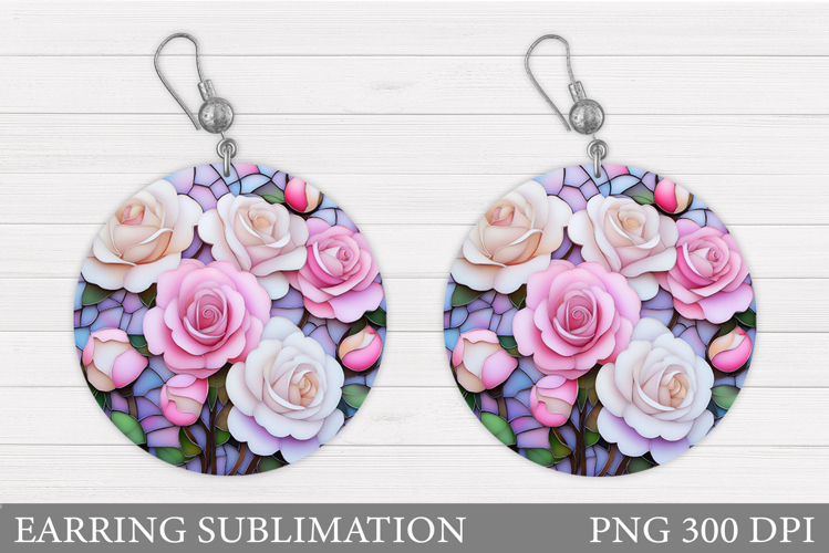 Roses Round Earring Design. Roses Earring Sublimation