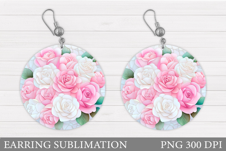 Roses Round Earring Design. Roses Earring Sublimation