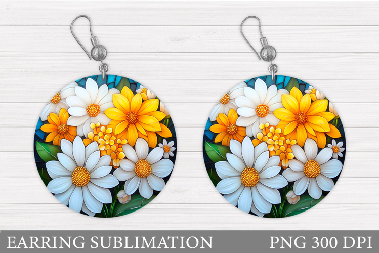 Flowers Earring Sublimation. Flowers Round Earring