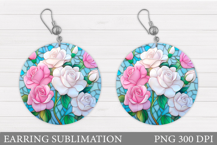 Roses Round Earring Design. Roses Earring Sublimation