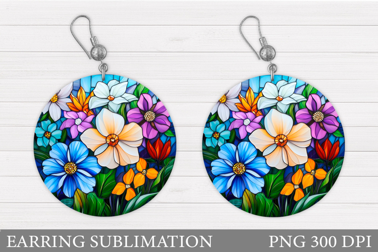 Flowers Earring Design. Floral Earring Sublimation