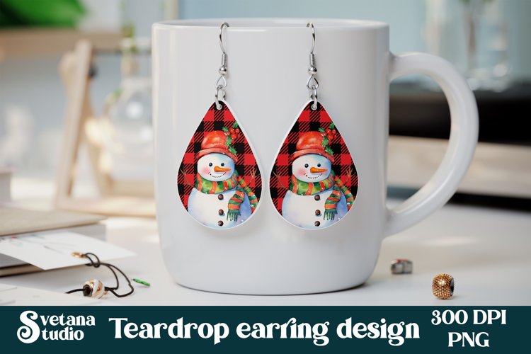 Christmas snowman earring sublimation | Earring love PNG